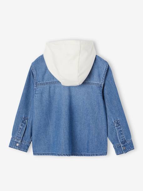 Chemise à capuche animation patchs en denim garçon double stone 2 - vertbaudet enfant 