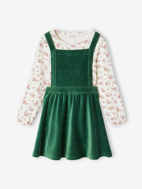 Ensemble robe tablier en velours et t-shirt fille rose+vert 7 - vertbaudet enfant 