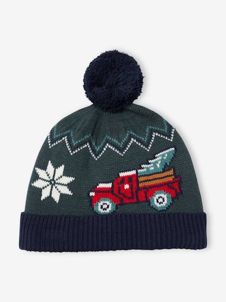 Coffret de Noël pull jacquard + bonnet à pompon garçon vert sapin 4 - vertbaudet enfant 