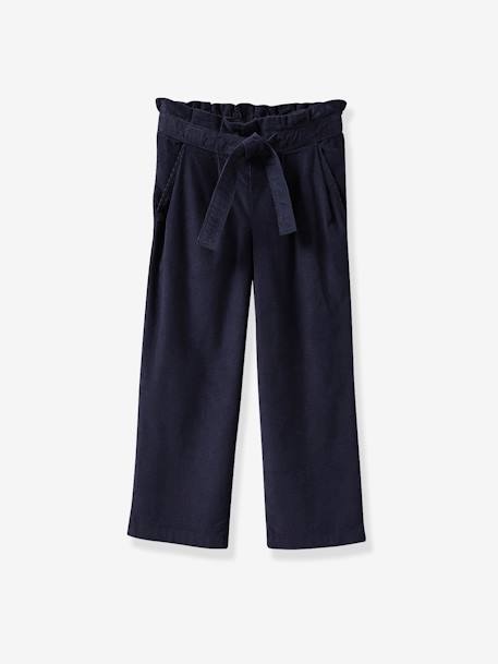 Pantalon large fille en velours CYRILLUS marine 1 - vertbaudet enfant 