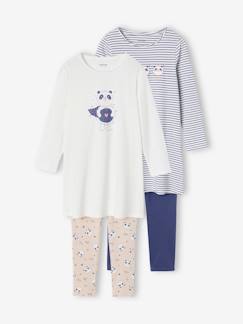 -Lot de 2 chemises de nuit motif panda + leggings fille