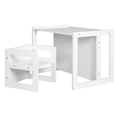 ROBA Ensemble Table et Chaise Réversible pour Enfant - Convertible en Banc et Tabouret - 3 Hauteurs Différentes - Bois Blanc BLANC 1 - vertbaudet enfant 