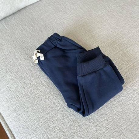 Pantalon bébé en molleton PETIT BEGUIN - Gribouille - Bleu - Taille élastiquée - Confortable BLEU 4 - vertbaudet enfant 