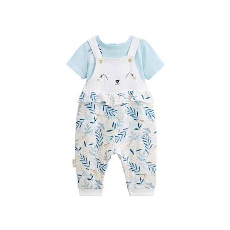 Ensemble salopette bébé en gaze de coton et t-shirt Iskia - PETIT BEGUIN - Bleu - Mixte BLEU 1 - vertbaudet enfant 