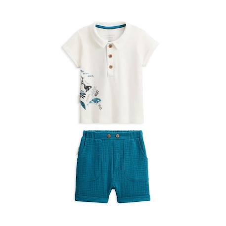 Ensemble bébé t-shirt et short Magic Ocean - PETIT BEGUIN - Garçon - Bleu - Coton BLEU 1 - vertbaudet enfant 