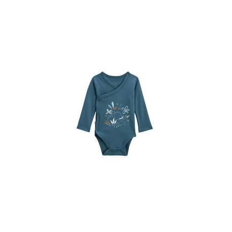 Lot de 2 bodies bébé manches longues ouverture croisée Blue Family BLEU 2 - vertbaudet enfant 