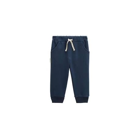 Pantalon bébé en molleton PETIT BEGUIN - Gribouille - Bleu - Taille élastiquée - Confortable BLEU 1 - vertbaudet enfant 