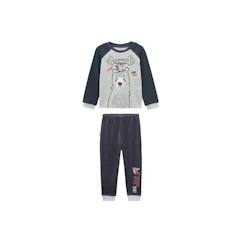 -Pyjama enfant en velours Cool Barney - PETIT BEGUIN - Gris - Enfant - Garçon