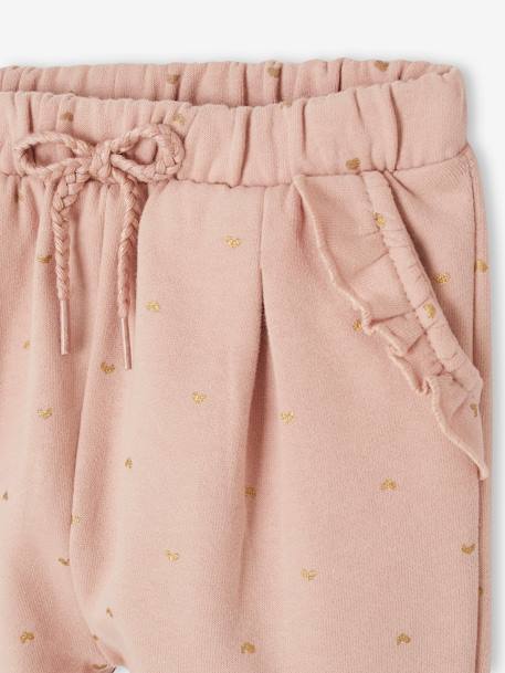 Pantalon molleton bébé fille chaudron imprimé+écru+rose poudré+vert sauge 9 - vertbaudet enfant 