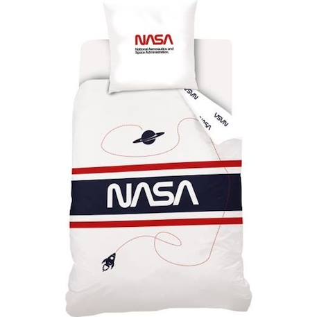 Housse de couette NASA - Enfant-Ado - Blanc - 100% Coton BLANC 1 - vertbaudet enfant 