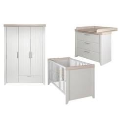 Chambre et rangement-Chambre-Chambre bébé complète-Chambre Bébé Complète ROBA Helene - Lit Évolutif 70x140 cm + Commode à Langer + Armoire - Gris Clair / Effet Bois