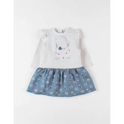 Bébé-Robe, jupe-Robe bi-matière, lapin