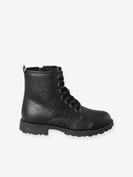 Boots vernies à lacets et zippées fille bronze+lot noir+noir 7 - vertbaudet enfant 