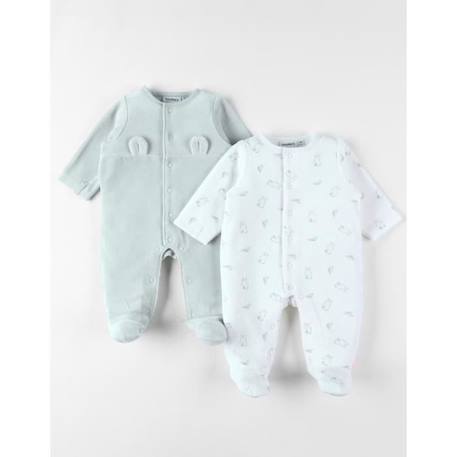 Set de 2 Pyjamas bébé, Velours BLANC 1 - vertbaudet enfant 