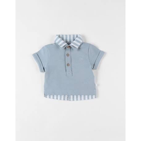 Bébé-T-shirt, sous-pull-T-shirt-Polo 2-en-1 en coton piqué