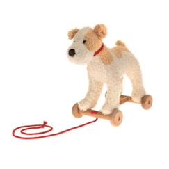 Jouet-Peluche à tirer Egmont Toys Eliot le chien en bois - Look vintage et poil doux - Pour enfant de 12 mois et plus - Blanc