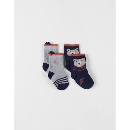 Set de 2 paires de chaussettes en tricot BLEU 2 - vertbaudet enfant 