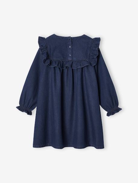 Robe à volants en denim léger fille bleu foncé 2 - vertbaudet enfant 