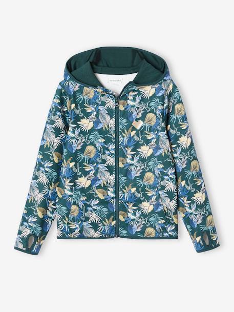 Fille-Sweat sport zippé matière technique fille motifs fleurs