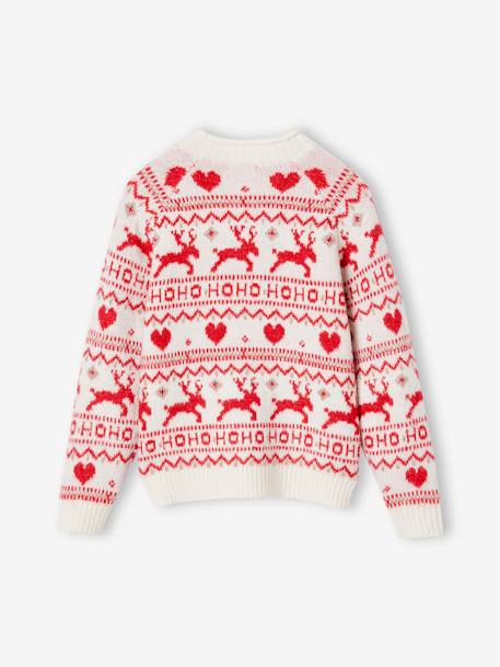 Pull jacquard Noël détails en fil brillant fille écru 2 - vertbaudet enfant 