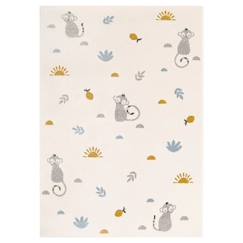 Linge de maison et décoration-Décoration-Tapis enfant Little Wild Monkey tissé main polypropylène miel 135x190 - Nattiot