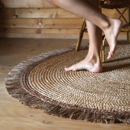 Tapis Jute Thar par Nattiot - NATURAL + ALMOND - Ø 140 cm BEIGE 2 - vertbaudet enfant 