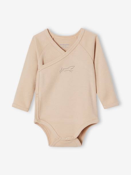 Lot 5 bodies manches longues bébé ouverture naissance en coton bio beige 4 - vertbaudet enfant 