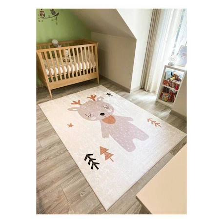 Tapis chambre enfant - Motif Renne - 80 x 150 cm - Marron - Nazar Rugs BLANC 2 - vertbaudet enfant 