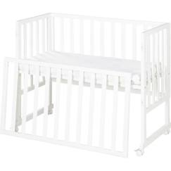 ROBA Berceau Cododo 3en1 Réglable "safe asleep®" 90 x 45 cm + Matelas + Barrière et 4 Roulettes avec Freins - Bois Laqué Blanc  - vertbaudet enfant