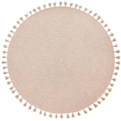 Linge de maison et décoration-Décoration-Tapis enfant coton rond avec pompons rose - 140 cm - Nattiot