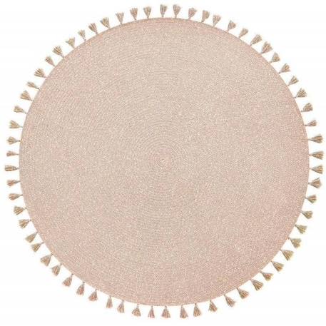 Tapis enfant coton rond avec pompons rose - 140 cm - Nattiot ROSE 1 - vertbaudet enfant 