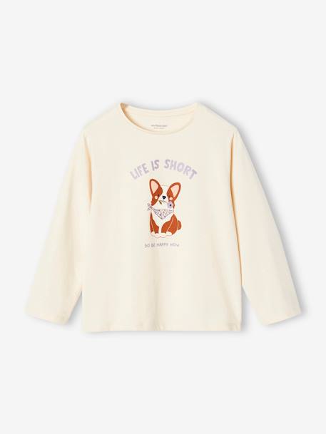 Fille-T-shirt motif chien manches longues fille