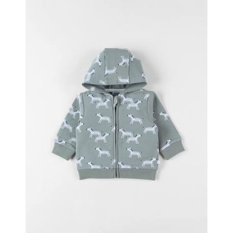 Sweat à capuche imprimés zèbres, eucalyptus VERT+VERT 1 - vertbaudet enfant 