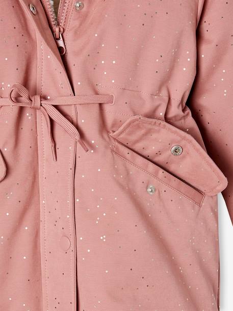 Parka à paillettes glitter fille doublée fausse fourrure blush+vert émeraude 5 - vertbaudet enfant 