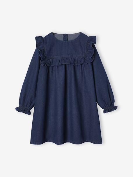 Robe à volants en denim léger fille bleu foncé 1 - vertbaudet enfant 