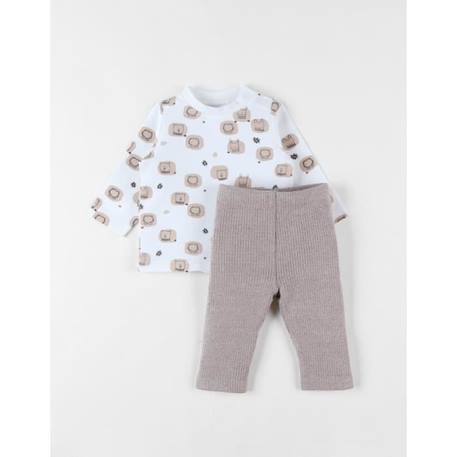 Set t-shirt + legging, jersey côtelé BEIGE 1 - vertbaudet enfant 