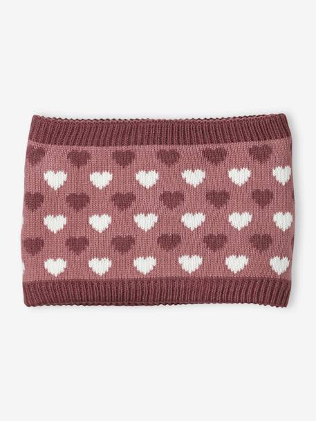 Ensemble bonnet snood et gants coeurs fille bleu grisé 5 - vertbaudet enfant 