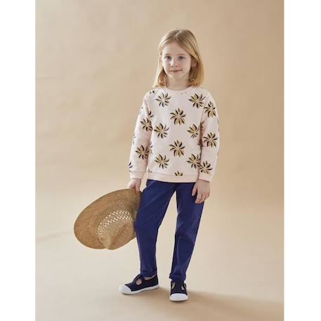 Fille-Sweat fleuri en molleton, clair