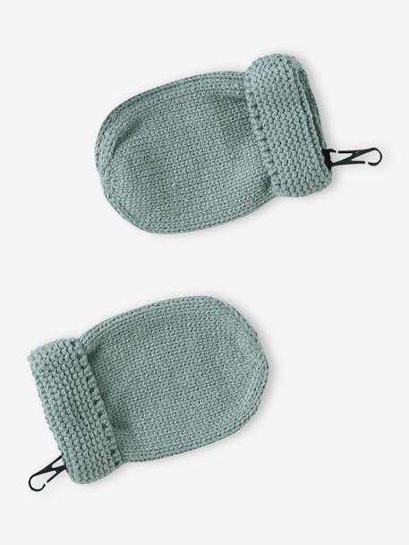 Ensemble bébé garçon bonnet + snood + moufles BASICS bleu grisé+vert d'eau 10 - vertbaudet enfant 