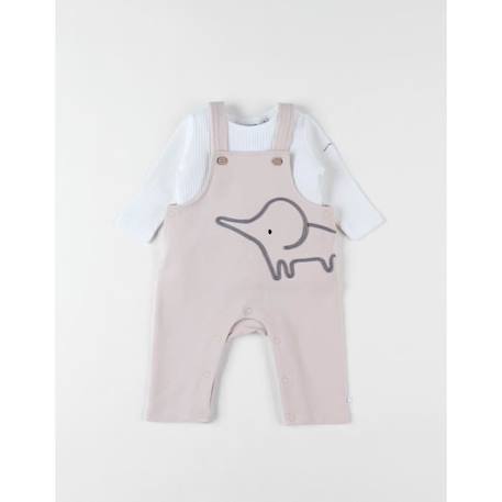 Set salopette + t-shirt, éléphant BEIGE+BEIGE 3 - vertbaudet enfant 