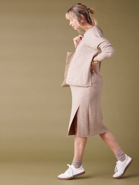 Ensemble pull et jupe tricot taupe 1 - vertbaudet enfant 