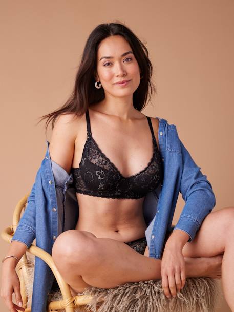 Soutien-gorge grossesse et allaitement en dentelle irisée ENVIE DE FRAISE noir 5 - vertbaudet enfant 