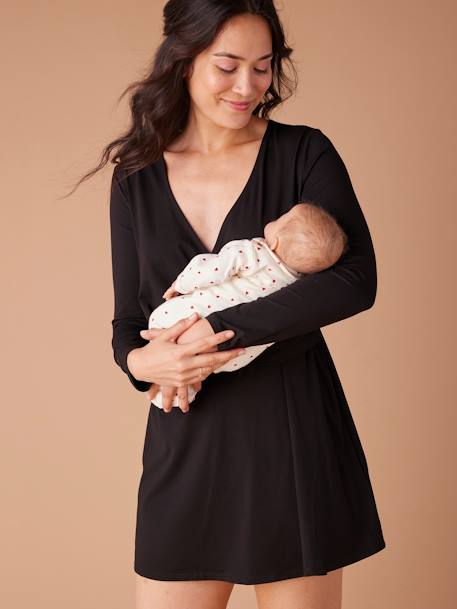 Kit maternité 2 en 1 ENVIE DE FRAISE robe -tunique et pantalon large noir 1 - vertbaudet enfant 