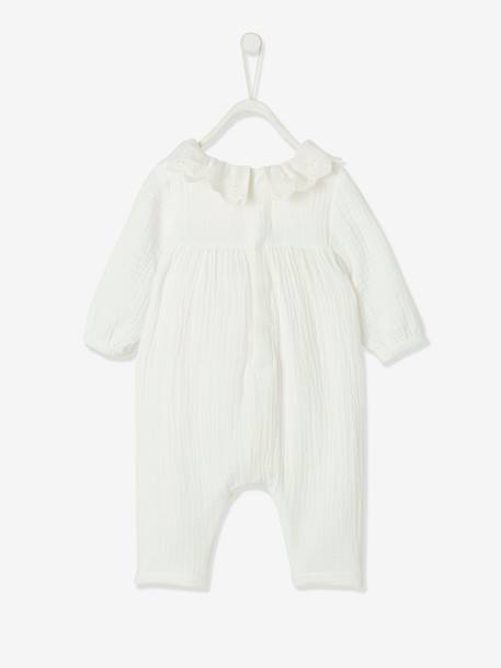 Combinaison en gaze de coton doublé bébé cappuccino+ivoire 7 - vertbaudet enfant 