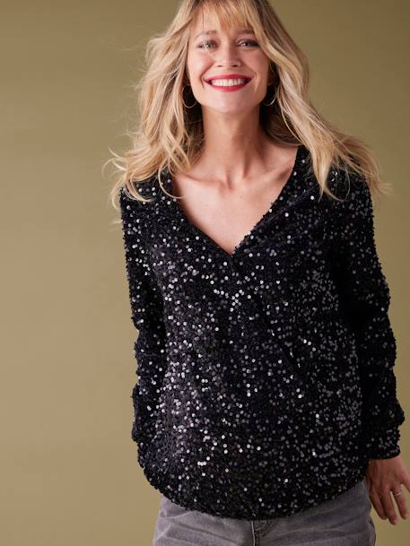 Blouse à sequins grossesse ENVIE DE FRAISE noir 4 - vertbaudet enfant 