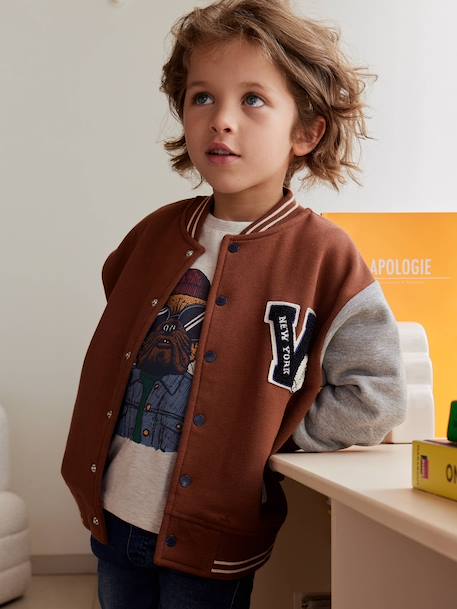 Sweat style teddy en molleton garçon badge en bouclettes. marine+noisette+rouge+vert sapin 5 - vertbaudet enfant 