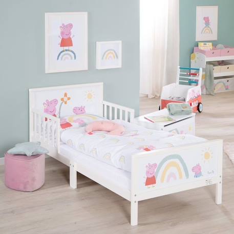 Parure de Lit pour Bébé et Enfant ROBA Peppa Pig - Housse de Couette 135x100 + Taie d'Oreiller 60x40 - Blanc / Bleu ROSE 2 - vertbaudet enfant 