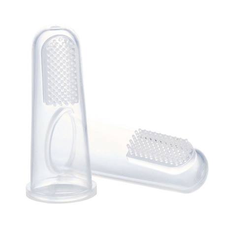 2 Doigtiers brosse à dent en silicone BLANC 1 - vertbaudet enfant 