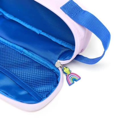 Trousse simple enfant - Chaton Princesse - Bleu - DRAEGER PARIS - Polyester recyclé et PVC - 23 x 5 x 9 cm BLEU 2 - vertbaudet enfant 