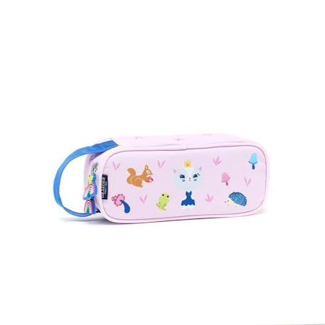 Trousse simple enfant - Chaton Princesse - Bleu - DRAEGER PARIS - Polyester recyclé et PVC - 23 x 5 x 9 cm BLEU 1 - vertbaudet enfant 